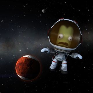 Kerbal Space Program astronaut floating in space